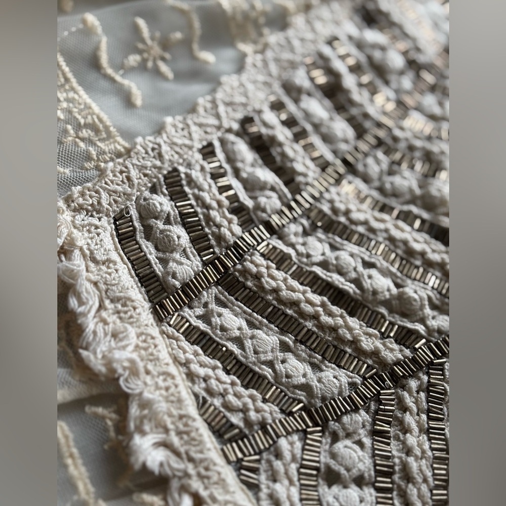 VANESSA VIRGINIA for ANTHROPOLOGIE ivory LACE beaded & crochet TANK small WHITE - Picture 6 of 8